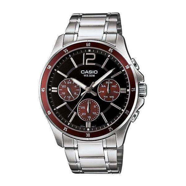 CASIO COLLECTION Mod. MULTIFUNCTION CALENDAR - BLACK &amp; BORDEAUX