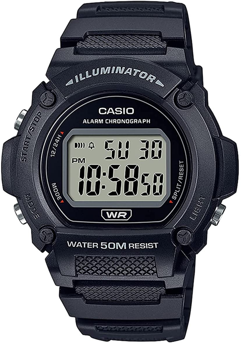 CASIO TIMELESS COLLECTION Mod. SPORT- ILLUMINATOR WR 50M, ALARM, CHRONOGRAPH - BLACK