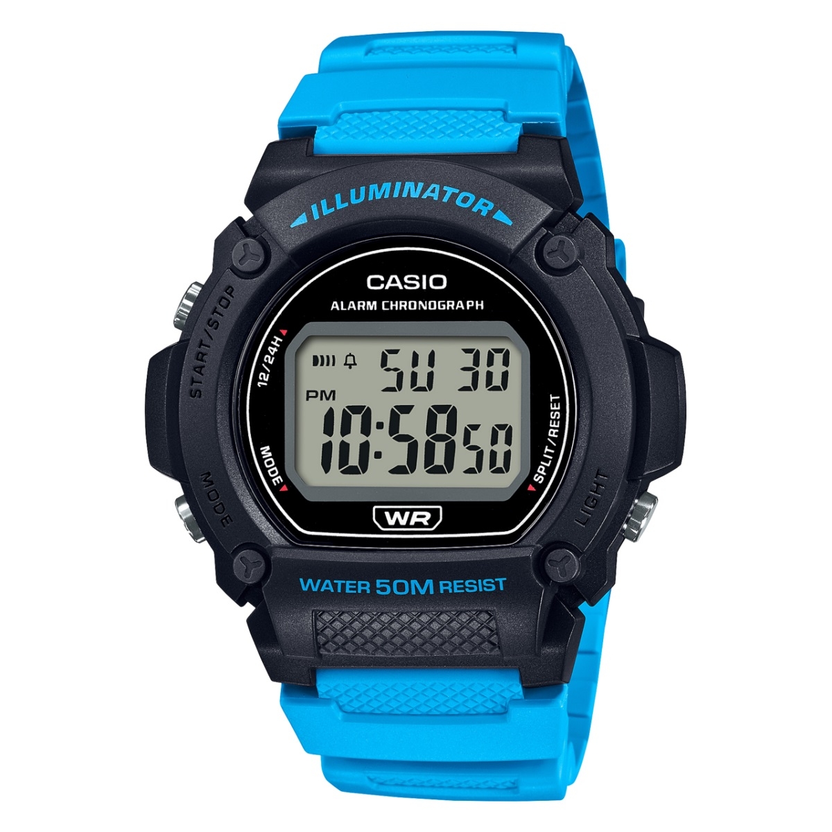 CASIO TIMELESS COLLECTION Mod. SPORT- ILLUMINATOR WR 50M, ALARM, CHRONOGRAPH - BLACK (Brilliant color strap)
