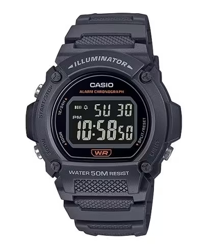 CASIO TIMELESS COLLECTION Mod. SPORT- ILLUMINATOR WR 50M, ALARM, CHRONOGRAPH - BLACK