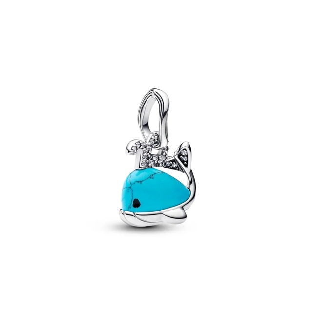 PANDORA Mod. TURQUOISE-COLOURED WHALE DANGLE CHARM