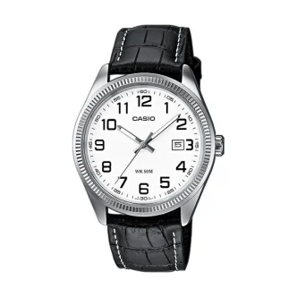 CASIO COLLECTION Mod. DATE, LEATHER - WHITE, NUMBERS