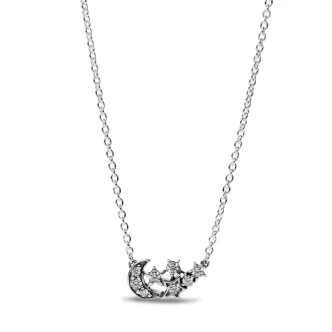 PANDORA JEWELRY Mod. SPARKLING MOON & STAR COLLIER NECKLACE